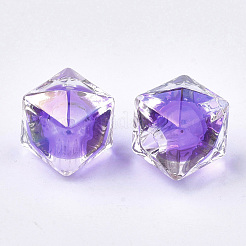 透明なアクリルビーズ  二層ビーズ  片穴  キューブ  青紫色  14.5x15.5x15.5mm  半分穴：3.5mm&nbsp;TACR-S148-09E