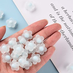 透明なアクリルビーズ  艶消し  二層ビーズ  花  ライトブルー  16.5x17x9.5mm  穴：2.5mm  約390個/500g&nbsp;TACR-S152-09C-10