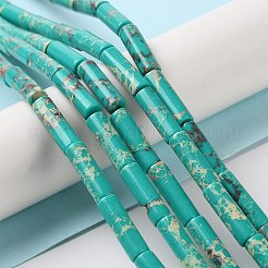 合成インペリアルジャスパー染めビーズ連売り  コラム  ターコイズ  4~4.5x13~14mm  穴：1.2mm  約27~29個/連  14.72''~14.96''（37.4~38センチメートル）&nbsp;X-G-D077-B01-04