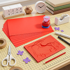 長方形の厚紙  スクラップブッキングやDIYプロジェクト用のクラフト紙  レッド  297x210x0.3mm&nbsp;OFST-WH0004-184D