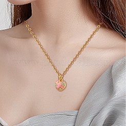 20個真鍮製マイクロパヴェクリアキュービックジルコニアチャーム  丸カン付き  18KGP本金メッキ  意識のリボンとハート  パールピンク  11.5x10x2.5mm  穴：3.5mm&nbsp;KK-SZ0004-72