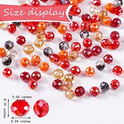 電気メッキガラスビーズセット  多面カット  ロンデル  レッド  5.5~6x5mm  穴：1mm  約90~92個/連  16.54~16.93''（42~43センチメートル）&nbsp;EGLA-SZ0001-32D