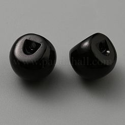 樹脂製模造パールボタン  キノコボタン  ブラック  14x14mm  穴：1.8mm&nbsp;LS-RESI-WH0034-38D