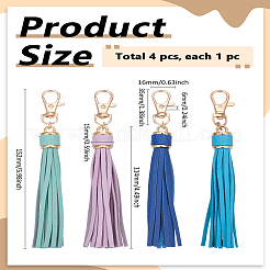 4個4色のPUレザータッセルペンダント  合金パーツ  ミックスカラー  152x15mm  1pc /カラー&nbsp;FIND-LP0007-24C