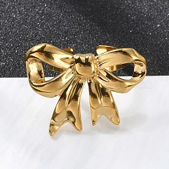 ステンレススチールシェルリング  蝶結び  18KGP本金メッキ  内径：17mm&nbsp;RJEW-R144-02A-G