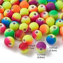ラバー加工アクリルビーズ  ツートン  ラウンド  ミックスカラー  8x7mm  穴：2mm&nbsp;MACR-YW0002-88