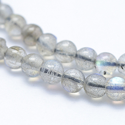天然石ラブラドライトビーズ連売り  グレードAB +  ラウンド  4~4.5mm  穴：1mm  約94個/連  15.5インチ（39.5cm）&nbsp;G-P342-09-4mm-AB+