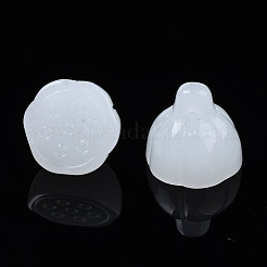 模造ヒスイガラスのチャーム  蓮の莢  ホワイト  13x13mm  穴：1.2mm&nbsp;GLAA-S054-24A