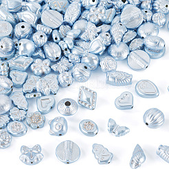 100gのパール不透明アクリルビーズ  混合図形  ライトスチールブルー  9~18x8.5~29x3~14mm  穴：1.6~4mm&nbsp;OACR-TA0004-32D