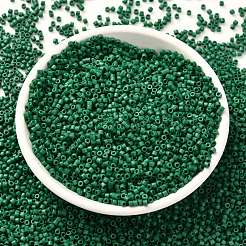 シリンダーシードビーズ  つや消し色  均一サイズ  グリーン  2x1.3~1.5mm  穴：0.8~1mm  約888個/10g&nbsp;X-SEED-H001-C09