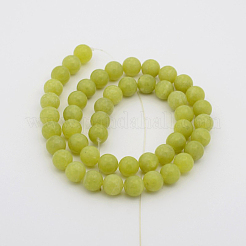 天然オリーブ翡翠ラウンドビーズ連売り  6mm  穴：1mm  約60~63個/連  15インチ&nbsp;G-P070-34-7mm