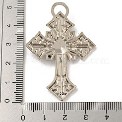 合金ビッグサイズペンダントトップ  ジェットラインストーン付き  クロスチャーム  アンティークシルバー  50x35x4.5mm  穴：3x6mm&nbsp;PALLOY-A007-04AS