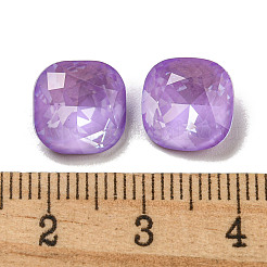 ガラスラインストーンカボション  ポイントバック＆バックメッキ  多面カット  正方形  紫のベルベット  10x10x5mm&nbsp;RGLA-G021-04B-183DE