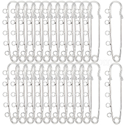 30 個の鉄のブローチパーツ  プラチナ  65.5x20x5mm  穴：3.5mm&nbsp;IFIN-SC0002-10A-P