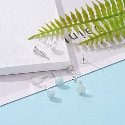 スターリングシルバーのフラットパッドスタッドピアスパーツ 925 個  スタンプ925個付きイヤリングポスト  銀  トレイ：6mm  11.5mm  ピン：0.8mm&nbsp;STER-K167-045E-S