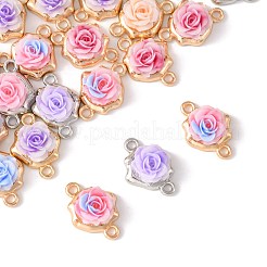 合金と樹脂のローズフラワーコネクターチャーム24個（9色）  ミックスカラー  プラチナ·ゴールデン  12.4x17.5x6.6mm&nbsp;FIND-FS0004-71