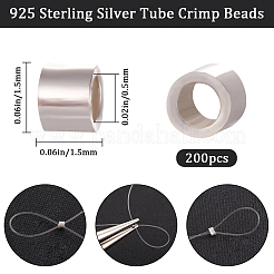 スターリングシルバーのコラムスペーサービーズ200個925個  銀  1.5x1.5mm  穴：0.5mm&nbsp;STER-BBC0001-87