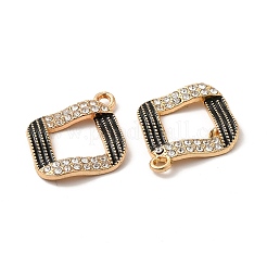合金エナメルチャーム  クリスタルラインストーン付き  ウェーブのひし形チャーム  ライトゴールド  24x21x3mm  穴：1.8mm&nbsp;FIND-G048-03KCG