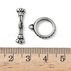 304ステンレススチールトグル留め具  テクスチャリング  アンティークシルバー  16x13x3mm  穴：1.6mm&nbsp;STAS-L022-563AS