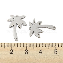 変色しない304ステンレススチールコネクタチャーム  ココヤシの木  ステンレス鋼色  18.5x14x1mm  穴：1.2mm&nbsp;STAS-P344-05P