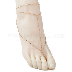 304ステンレススチール製サテライトチェーントゥリングアンクレット女性用  ゴールドカラー  8-1/2インチ（215mm）&nbsp;AJEW-AN00662-01