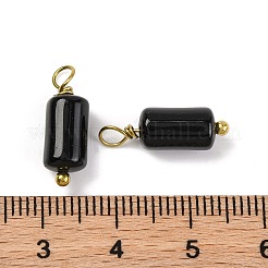 天然黒曜石の柱ペンダント  金色の304ステンレススチールループが付いた幾何学的なチャーム  17.5x6x6mm  穴：2mm&nbsp;STAS-H221-04G-08