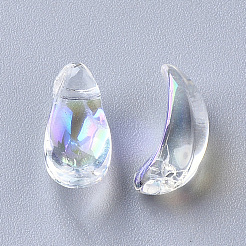 クリアガラスチャーム  ABカラーメッキ  花弁  クリアAB  12.5x6.5x6mm  穴：1mm&nbsp;GLAA-S054-004C-01