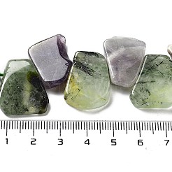 天然プレナイトとアメジストのビーズ連売り  ナゲット  トップ掘削  16~17x18~23.5x6~8mm  穴：0.7mm  約15個/連  7.28~7.72''（18.5~19.6センチメートル）&nbsp;G-P528-K08-01