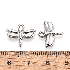 304ステンレススチール製トンボペンダント  ステンレス鋼色  14x16x2mm  穴：1.4mm&nbsp;STAS-T069-22P