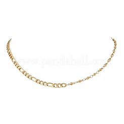 304ステンレススチールミックスチェーンネックレス  ゴールドカラー  15.51インチ（39.4cm）&nbsp;NJEW-JN05985