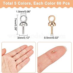 300個5色真鍮製カップペグベイルペンダント  片穴ビード用  ミックスカラー  7x3mm  穴：1.5mm  ピン：0.5mm  60個/カラー&nbsp;KK-FH0003-07
