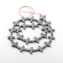 電気メッキゴージャスなクロス磁気なし合成ヘマタイトビーズ連売り  17x14x4mm  穴：1mm  約23個/連  15.94インチ&nbsp;X-G-L268-11