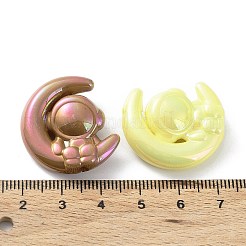 UVメッキレインボー虹色アクリルビーズ  宇宙飛行士と月  ミックスカラー  27x24.5x9.5mm  穴：3mm&nbsp;X-OACR-A029-12