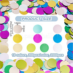 2000色の装飾アクセサリー10個  PVCプラスチック製のスパンコール/スパンコールペンダント  フラットラウンド  ミックスカラー  29x0.3mm  穴：1.5mm  200個/カラー&nbsp;PVC-OC0001-14D