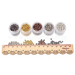 5箱鉄ラウンドスペーサービーズ  ミックスカラー  3.2x3mm  穴：1.2mm  約270個/箱&nbsp;IFIN-X0001-03-B-WH