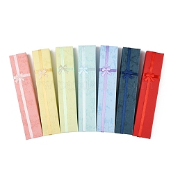 蝶結びの付いた厚紙製のジュエリーネックレスボックス  長方形  レッド  20x4x2cm  内径：19.5x3.7のCM&nbsp;CON-YWC0006-01A