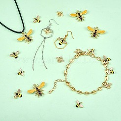 20個4スタイルアロイラインストーンペンダント  エナメル  スズメバチとハチ  ゴールドカラー  ミックスカラー  10x15mm  5個/スタイル&nbsp;JX163A