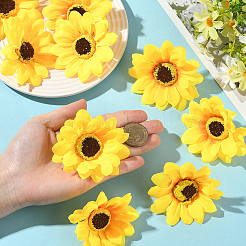 布製人工ひまわり30個  DIY 工芸品ホームフェスティバル装飾パーティーの装飾  きいろ  75~80x30.5mm&nbsp;DIY-SP0005-97