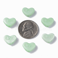不透明なアクリルビーズ  染め  単語「love」付けのハート  アクアマリン  10x13.5x4.5mm  穴：1.8mm  約2300個/500g&nbsp;LS-MACR-S373-128-S08