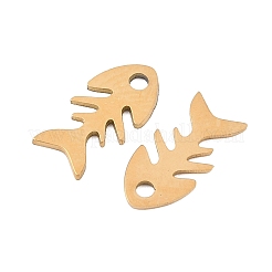 304ステンレススチールチャーム  魚の骨  イオンプレーティング（ip）  18KGP本金メッキ  10x5x0.8mm  穴：1.2mm&nbsp;STAS-D390-02G