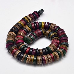 カラフル天然のココナッツディスク型ビーズ連売り  ミックスカラー  12x3mm  穴：2mm  約103個/連  15.4インチ&nbsp;COCB-O002-03