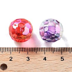UVメッキ透明アクリルビーズ  虹色の  多面カット  ラウンド  ミックスカラー  14.5mm  穴：2.8mm&nbsp;MACR-K356-03A