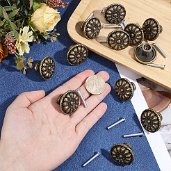 亜鉛合金引き出しハンドル  ネジ付き  花  アンティークブロンズ  31.5x21.5mm&nbsp;FIND-WH0141-004