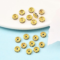 鉄クリスタルラインストーンスペーサービーズ  グレードB  ロンデル  ジュエリークラフト用  ストレートエッジ  ゴールドカラー  6x2.5mm  穴：1.5~1.6mm&nbsp;X-RB-A009-6MM-G