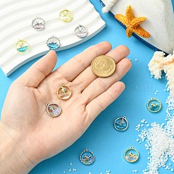 11色の合金ガラスペンダント11個。  魚とクジラのフラットラウンド  プラチナ·ゴールデン  ミックスカラー  18x15.5~16x4mm  穴：1.2~1.4mm  1pc /カラー&nbsp;FIND-CJ0004-97