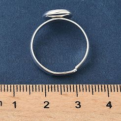 調整可能なブラス パッド リング設定  空白の丸型ベゼル指輪トレイ  ラックめっき  長持ちメッキ  鉛フリー＆カドミウムフリー  925銀メッキ  トレイ：10mm  3mm  usサイズ7 1/4(17.5mm)&nbsp;KK-K414-08S