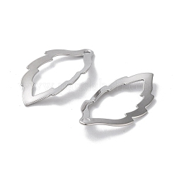 真鍮チャーム  中空葉  プラチナメッキ  29x15x1mm  穴：1.6mm&nbsp;KK-E107-05P