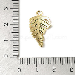 真鍮製マイクロパヴェキュービックジルコニアペンダント  葉  ゴールドカラー  23x13.5x2.5mm  穴：1.8mm&nbsp;LS-KK-G534-01B-G