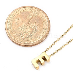 イオンプレーティング(IP) 304 ステンレススチールペンダントネックレス  18KGP本金メッキ  文字L  文字e  15.94インチ(40.5cm)～16.14インチ(41cm)+54mmエクステンダー  文字：10x5x4mm。&nbsp;NJEW-R050-01G-05