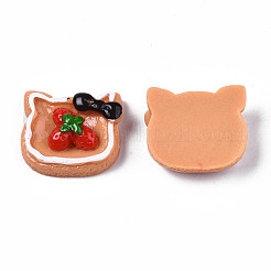 不透明なエポキシ樹脂カボション  模造食品  イチゴと蝶結びのパン  ペルー  18.5x20.5x7.5mm&nbsp;CRES-S358-54